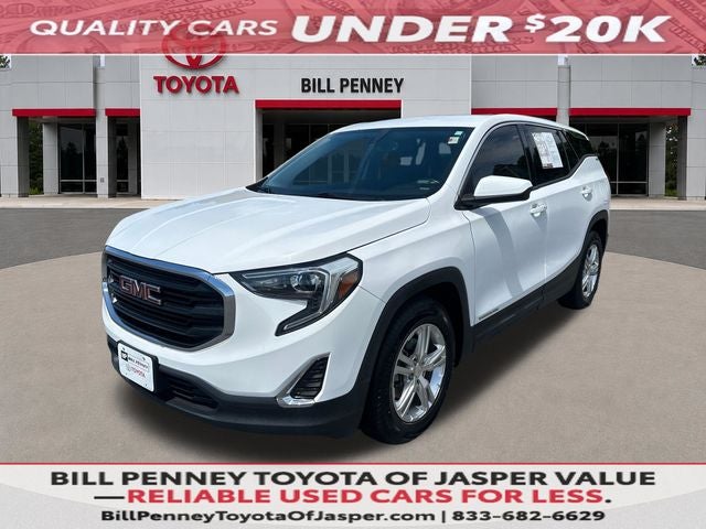 2019 GMC Terrain SLE in Summit White — front three-quarter view