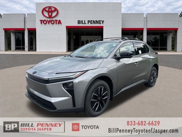 2026 Toyota bZ XLE Plus in Heavy Metal — front three-quarter view