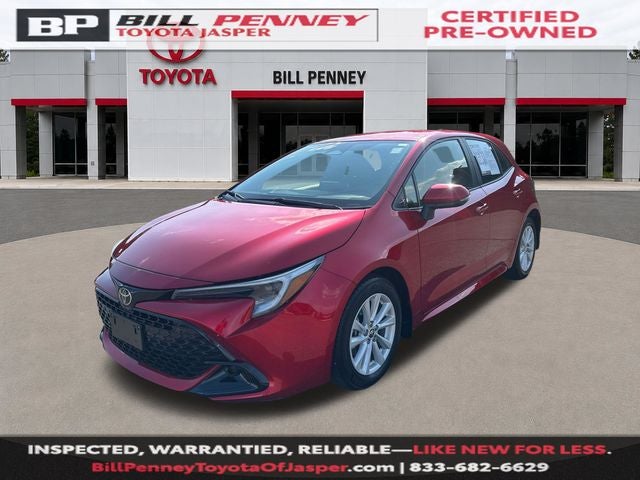 2024 Toyota Corolla Hatchback SE in Finish Line Red — front three-quarter view